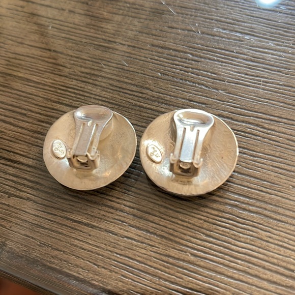 Marjorie Baer San Francisco Sterling Silver Plated Textured Disc Clip Earrings - Picture 7 of 14